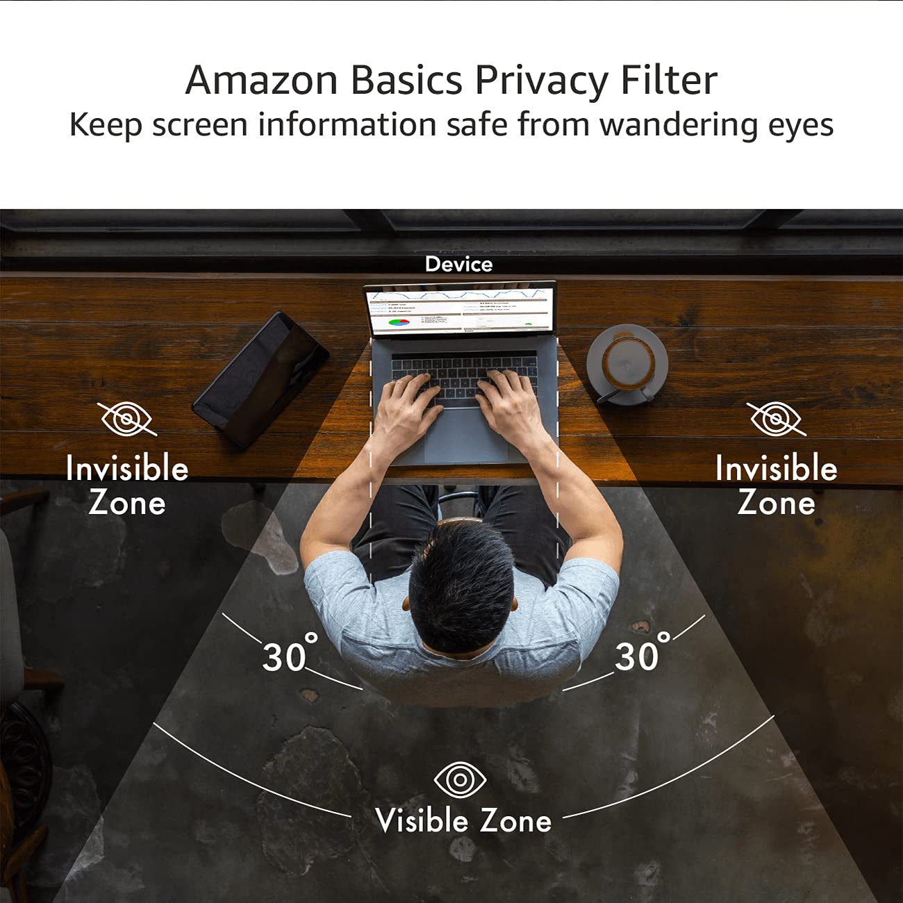 AmazonBasics Slim Magnetic Privacy Screen Filter - 33.02 cm MacBook Pro