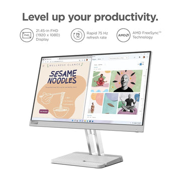 Lenovo L22e-40, 21.4 Inch (54.48 cm), FHD 1920x1080, 75Hz, Grey, 4ms, 16.7Mn Colors, AMD FreeSync, TUV Eye Comfort, Low Blue Light, Smart Display Customization Artery, HDMI Monitor