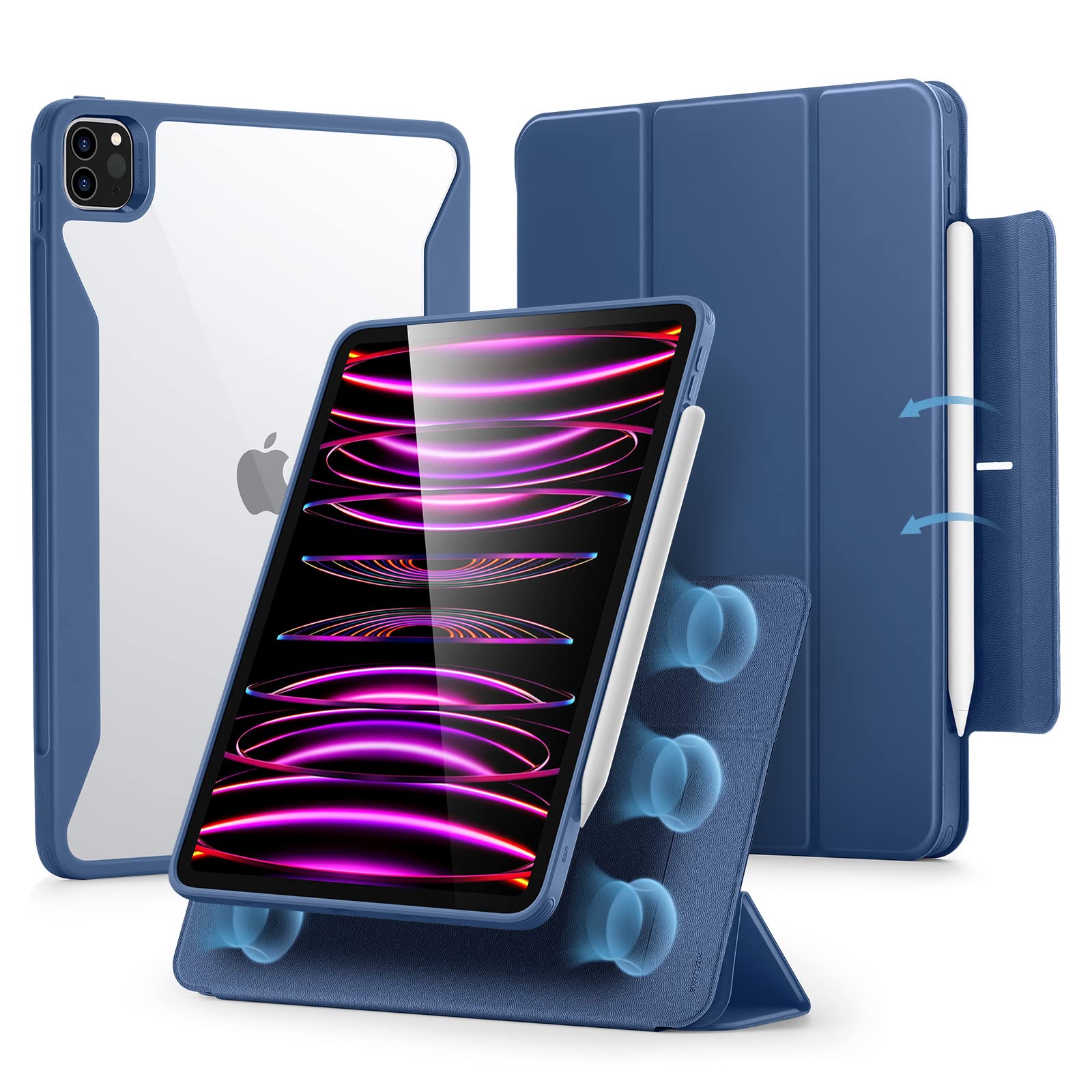 ESR for iPad Pro M5/M4 13 Inch Cover, iPad Pro 13 Case 2025/2024 with Pencil Holder, Removable Magnetic Cover, Vertical Stand, Fully Supports Pencil Pro and Pencil(USB-C), Rebound 360 Series, Purple