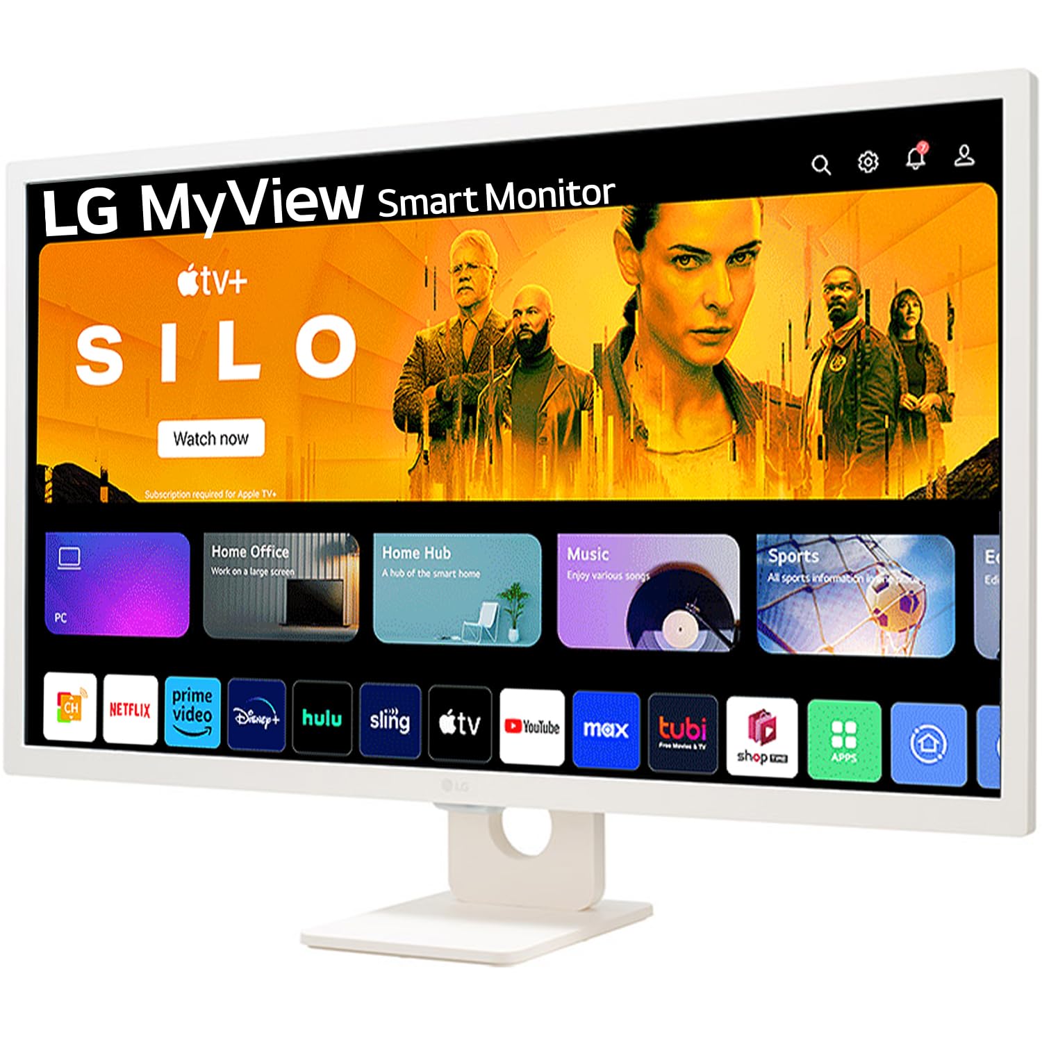 LG 32SR50F Smart Monitor (32", 80cm), FHD IPS Display (1920 x 1080) with webOS, Work & Play Smarter, ThinQ Home Dashboard, AirPlay 2 + Screen Share + Bluetooth, Stylish Design - White