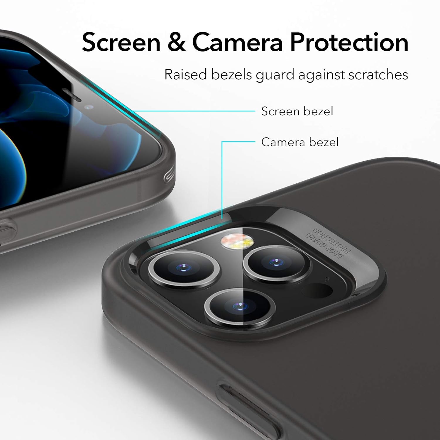 ESR Metal Kickstand Designed Case for iPhone 12 Pro Max 6.7" [Patented Design] [Two-Way Stand] [Reinforced Drop Protection] Flexible TPU Soft Back Cover- Translucent Black