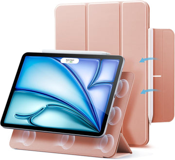 ESR for iPad Air 11 Inch Case M4/M3/M2 (2026/2025/2024), iPad Air 5th/4th Gen (2022/2020), Powerful Magnetic Attachment, Slim Trifold Stand Case, Auto Wake/Sleep, Durable Protection, Rose Gold