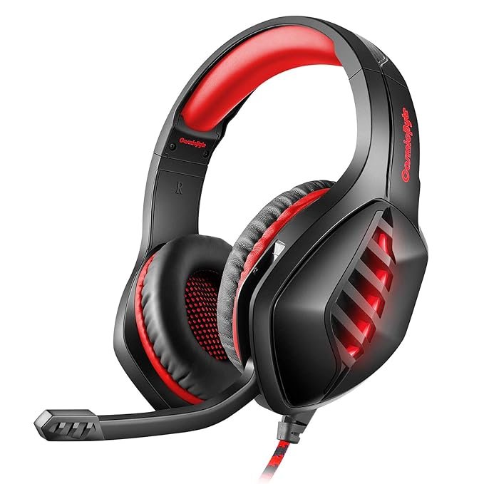 Cosmic Byte GS430 Gaming Headphone, 7 Color RGB LED and Microphone for PC, PS5, Xbox, Mobiles, Tablets, Laptops (Red)