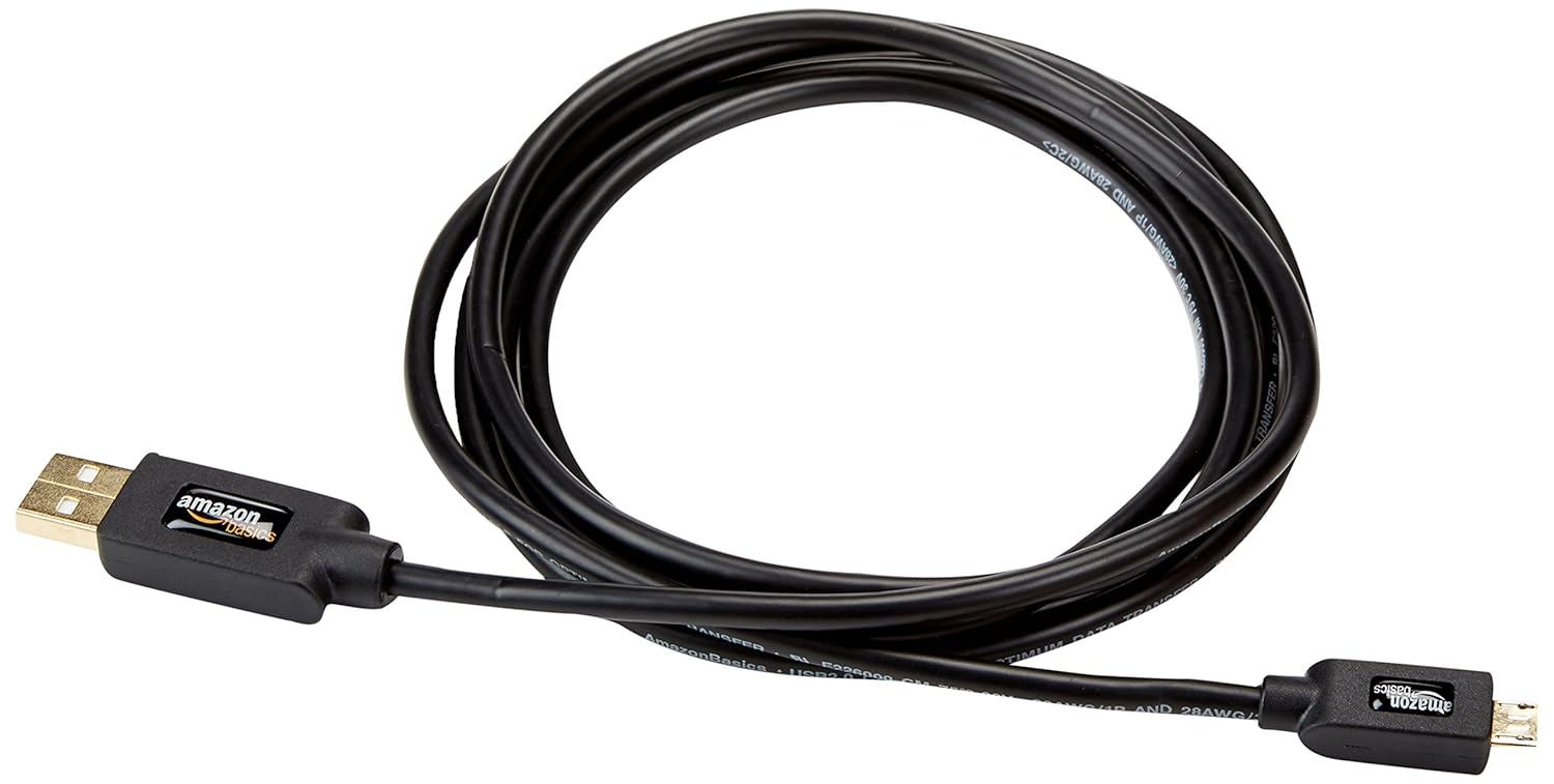 AmazonBasics USB 2.0 Cable - A Male to Micro B - 6 Feet (1.8 Meters) - Black