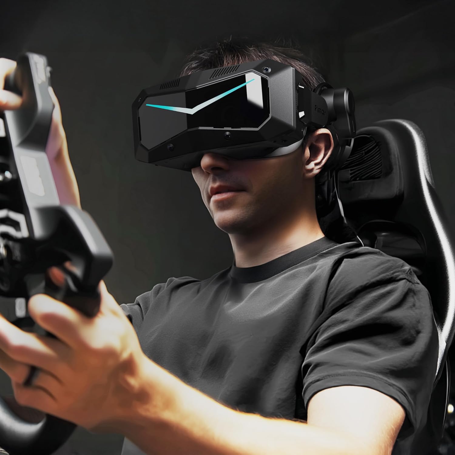 Pimax Crystal Super VR Headset, 3840x3840 per Eye, Ultrawide, 140° FOV, Eye- Tracking, Ultra-Sharp for Flight & Racing Simulators & Gaming, DP Connection with PC