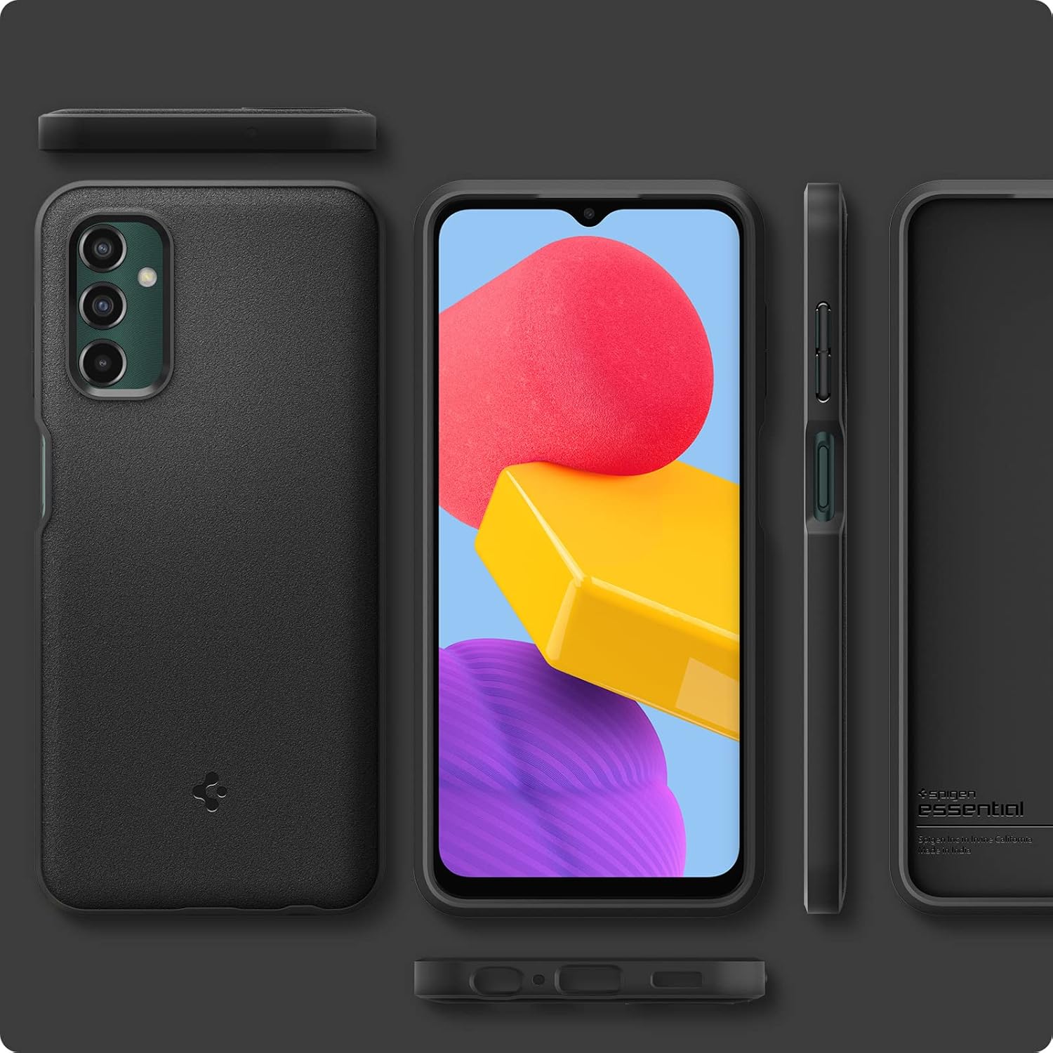 Spigen Essential Sand Blast for Samsung Galaxy M13(in) Case, Galaxy M13(in) Back Cover (2022) - TPU｜Matte Black