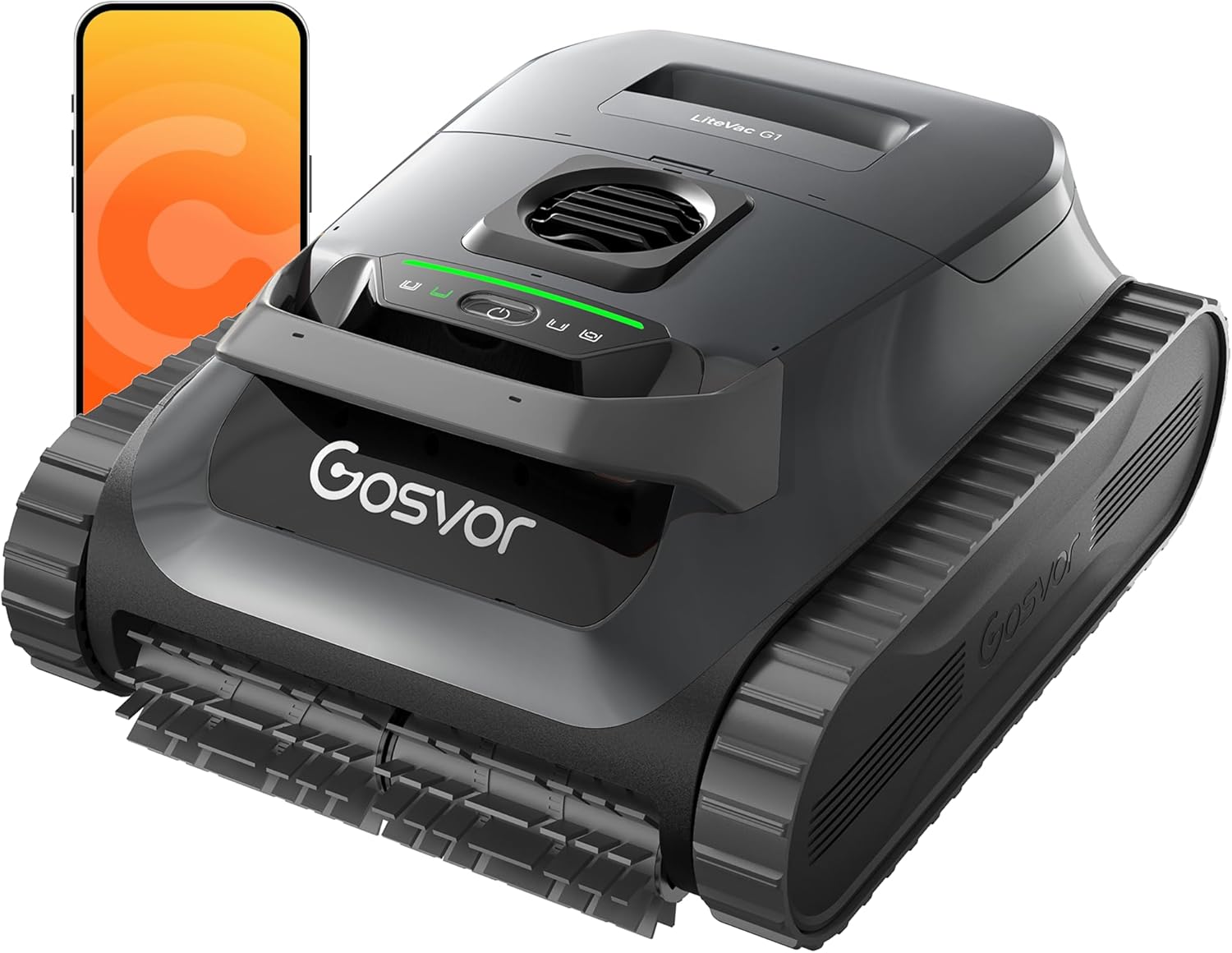 Gosvor LiteVac G1 Pool Vacuum, Wall & Waterline Cleaning, Double Filtration, 150-Min Battery Life for Smart Mode, 200-Min Battery Life for ECO Mode, Smart Navigation, with APP, Grey