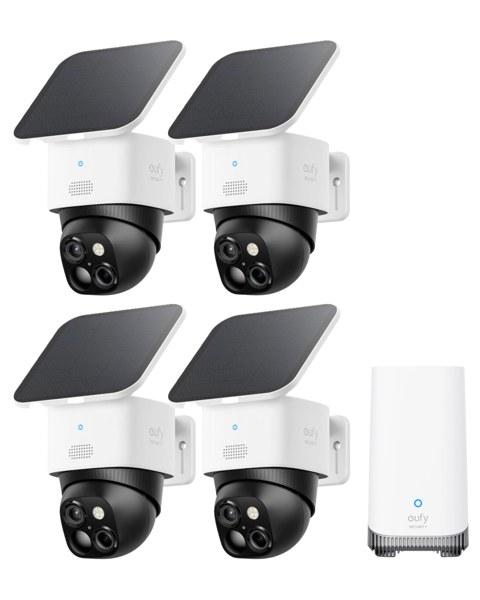 eufy Security SoloCam S340 2-Cam Kit (HomeBase S380), Solar Security Camera, Wireless Outdoor Camera, 360° Pan and Tilt Surveillance, No Blind Spots, 2.4 GHz Wi-Fi, No Monthly Fee