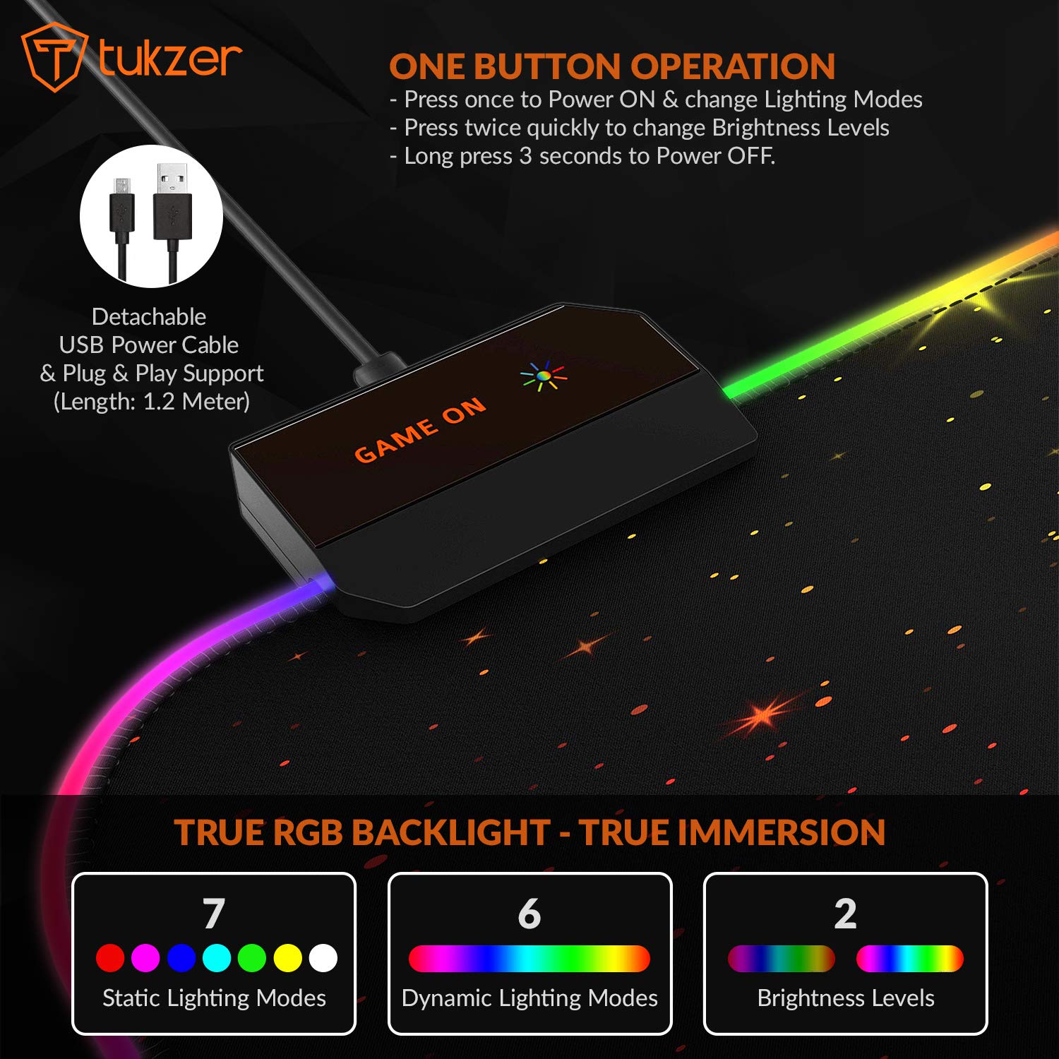 Tukzer RGB RETRO Extended Gaming Mouse Pad, High-Speed Mouse Tracking & Control | with LED Glowing Backlight 13 Lighting Modes| Desk Mat for Computer Laptop Keyboard (795mm x 298mm x 3.45mm, Abstract)