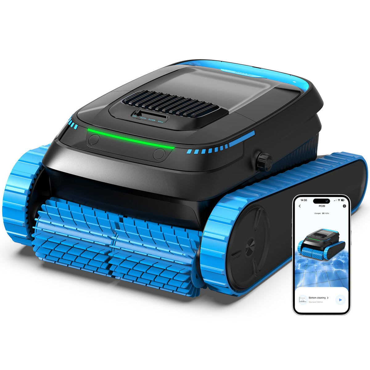 Pool Robot Vacuum, Cordless Robotic Pool Cleaner | 5000GPH, 120min run, Cleans floor/walls/waterline. Auto-park. For inground/above ground pools up to 1830 sq ft.