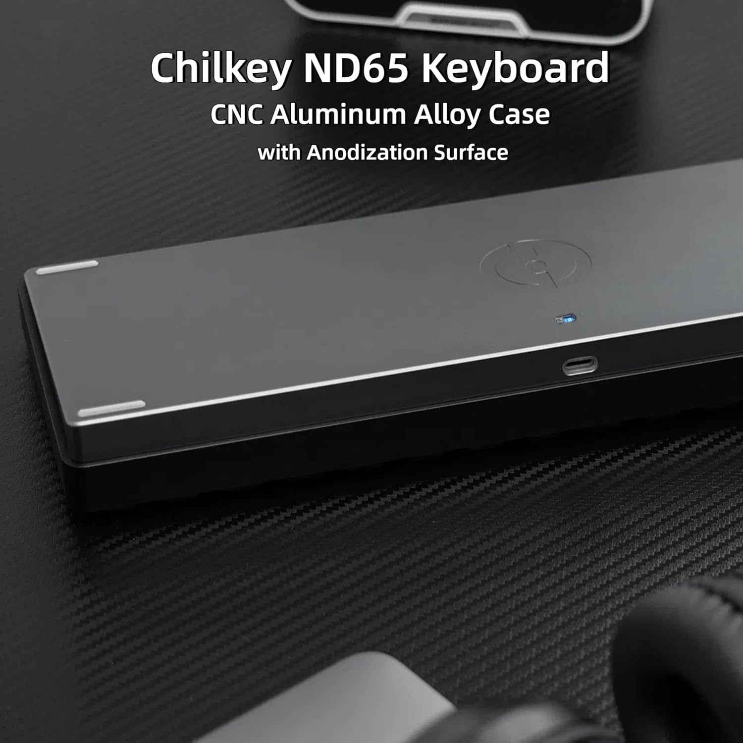 Chilkey ND65 Wireless Aluminum Mechanical Keyboard, 65% Layout Portable Gaming Keyboard, Tri-Mode BT5.0/2.4GHz/USB-C Hot Swappable Custom RGB Backlit Key Board for Laptop Office PC - Black