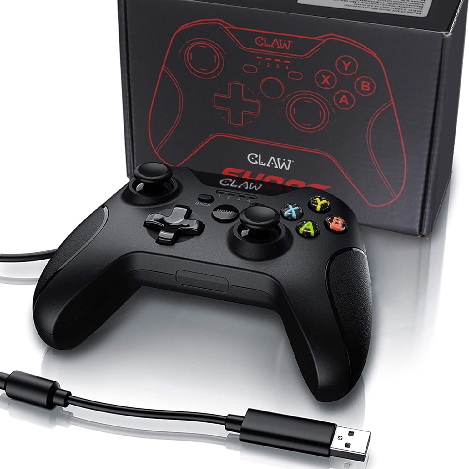 CLAW Shoot Wired USB Gamepad Controller for PC supports Windows XP/7/8/10 with Rubberized Textured Grip and Dual Vibration Motors