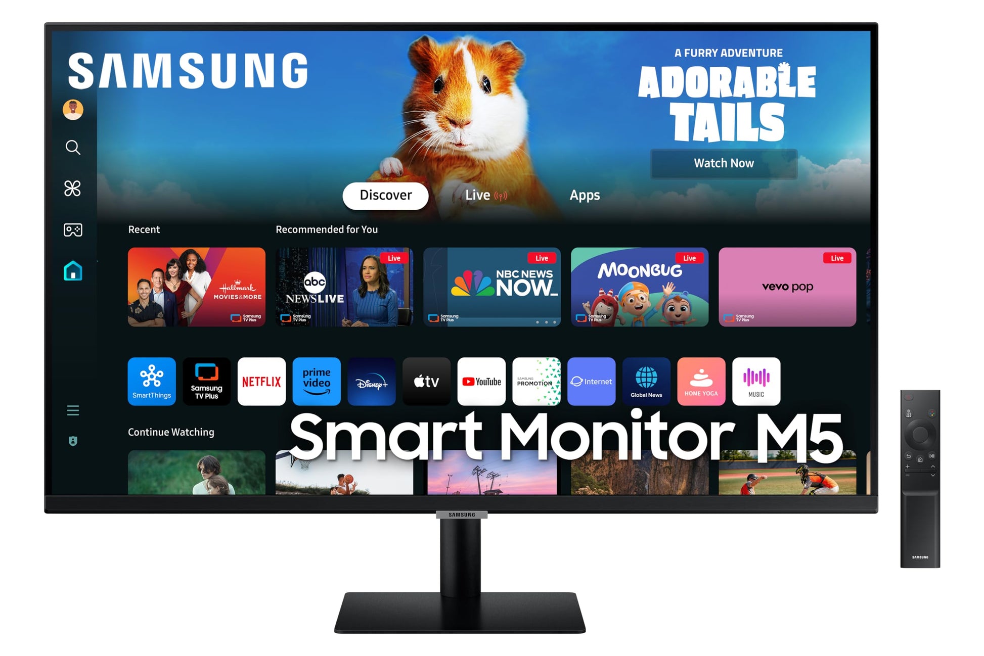 Samsung 32" (80cm) M5 Smart Monitor with Smart TV Experience|FHD 1920 x 1080|Screen Mirroring TV Plus|Speakers|Adaptive Sound|Wi-Fi|HDMI|Bluetooth|LS32FM500EWXXL|Black