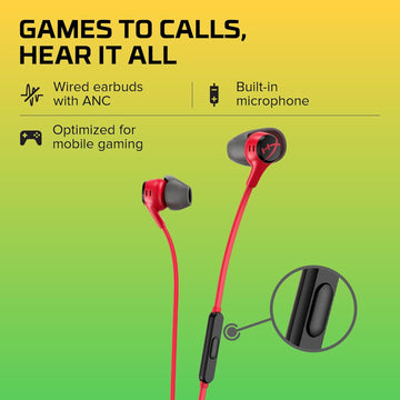 HyperX Cloud Earbuds Ii Gaming Earbuds with Mic-Red (705L8Aa),in Ear,Wired