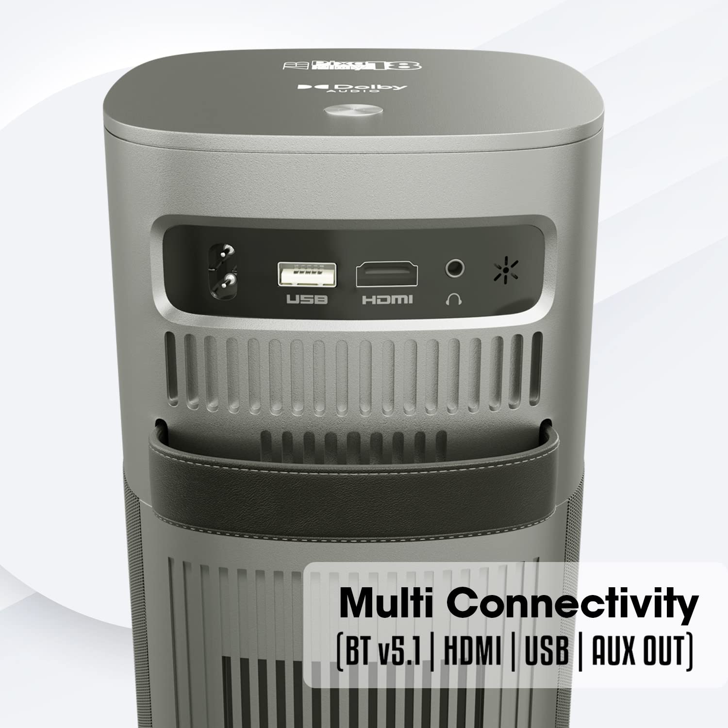 ZEBRONICS PIXAPLAY 18, Smart LED Vertical Projector, 3800 Lumens, 4K Support, Dolby Audio, 200 inch Screen Size, HDMI, USB, WiFi, Supports Bluetooth, 1080p Native, Electronic Focus, APP Support