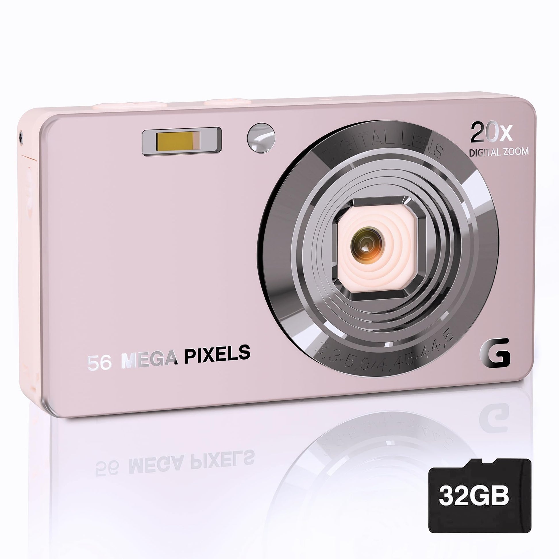 56MP FHD Digital Camera with 20X Digital Zoom & Autofocus, Anti-Shake Point and Shoot Camera for Kids Adults Beginners, Includes 32GB SD Card, Portable Compact for Travel