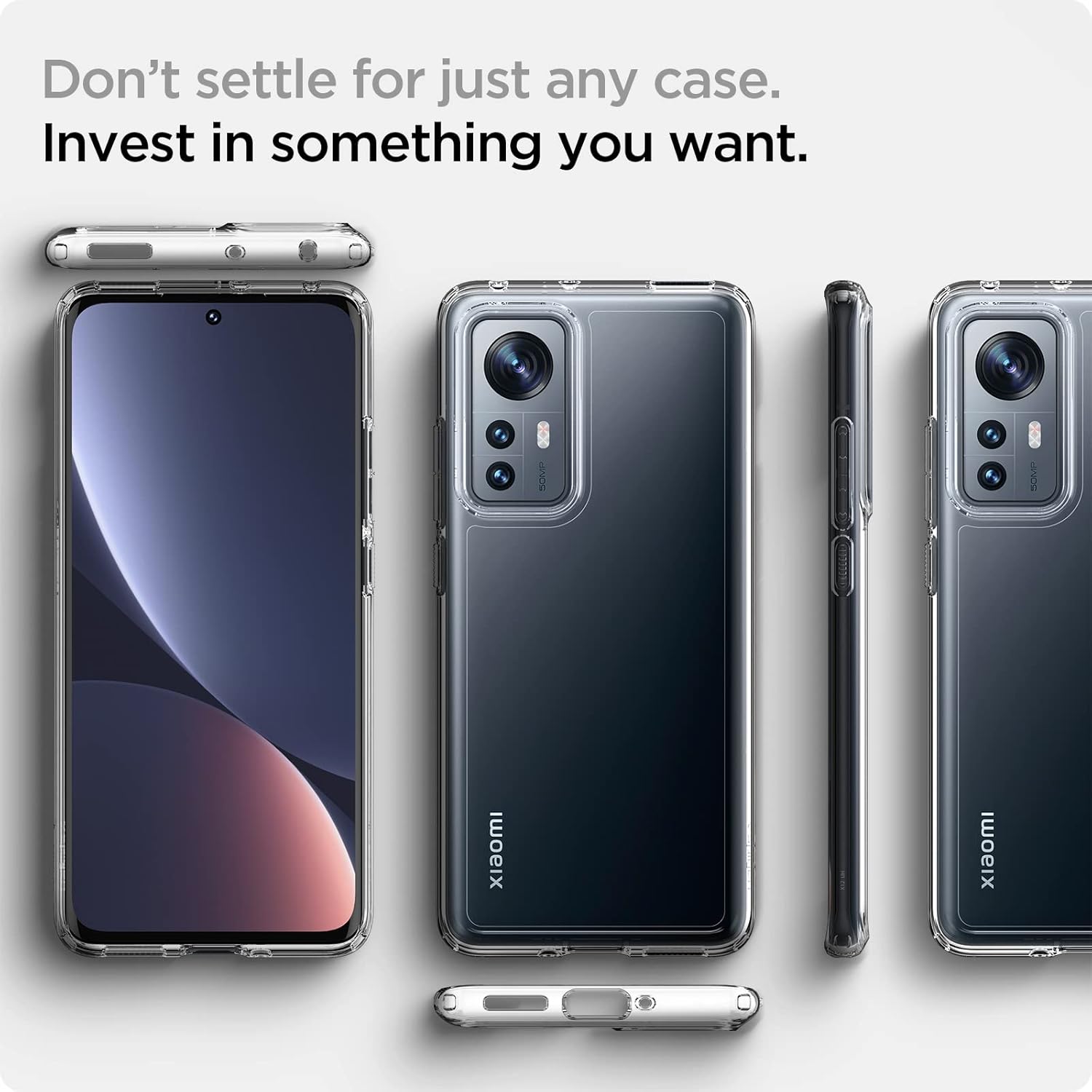 Spigen Ultra Hybrid for Xiaomi 12/12X Case, Transparent Xiaomi 12/12X Back Cover - TPU+Poly Carbonate｜Crystal Clear