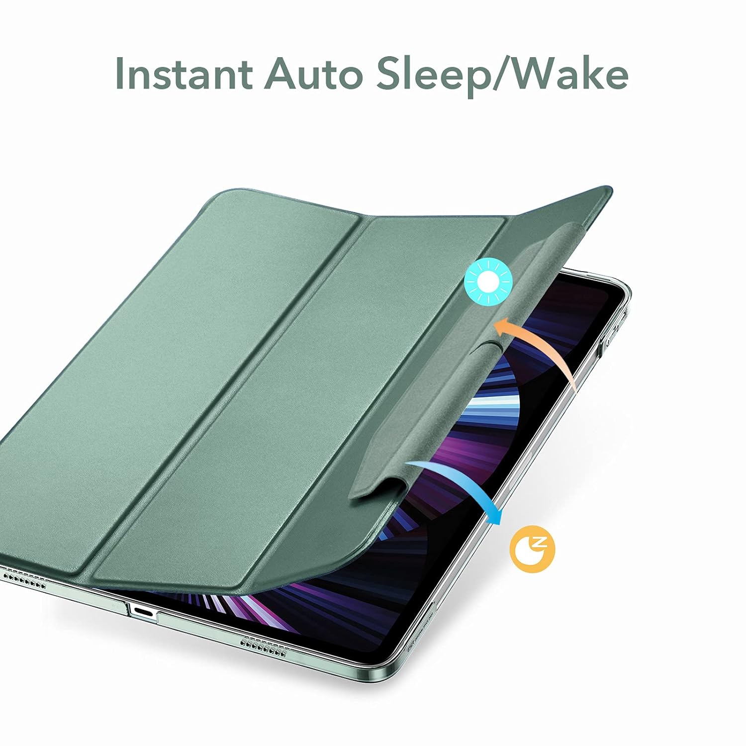 ESR iPad Pro 11" Case (2022/2021, 4th/3rd Generation) - Translucent Stand Cover With Clasp, Auto Sleep & Wake, Pencil 2 Wireless Charging - Ascend Trifold, Frosted Forest Green