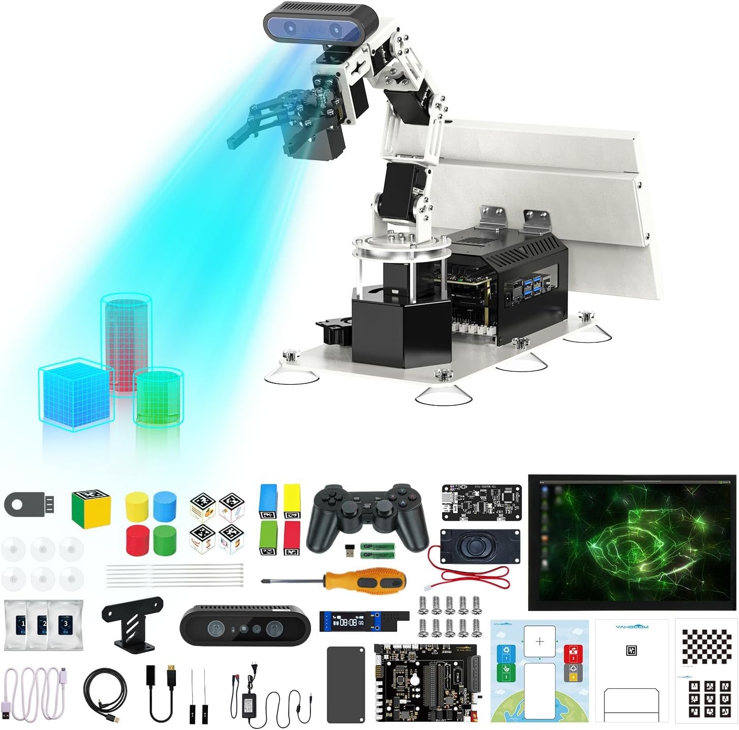 Yahboom Jetson Orin NX Super 16GB 157Tops Robotic Arm 3D Recognition Scanning, Depth Camera Visual AI with Display Supports AI Voice Interaction