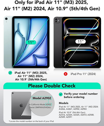 ESR for iPad Air 11 Inch Case M3/M2, iPad Air 7th/6th/5th/4th Gen Case (2025/2024/2022/2020) 10.9 Inch, Trifold Smart Case, Auto Sleep and Wake, Slim and Lightweight, Green