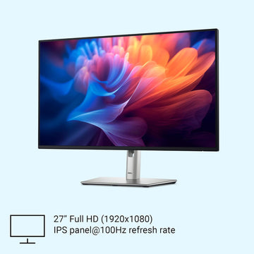 Dell P2725H 27 Inch FHD IPS Monitor, Anti-Glare, 99% SRGB, 100Hz, 5Ms (Fast), Ports: HDMI(1), DP 1.2, VGA, 3X USB 3.2 Gen1 (A), USB 3.2 Gen1 Type-C [15W PD] | Height Tilt Swivel Pivot