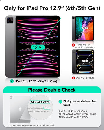 ESR iPad Pro 12.9 Case (2022/2021), iPad Pro 12.9 inch Hybrid Case with Pen Holder, 12.9 inch, Detachable Magnetic Cover, Rebound 360 Series, Forest Green
