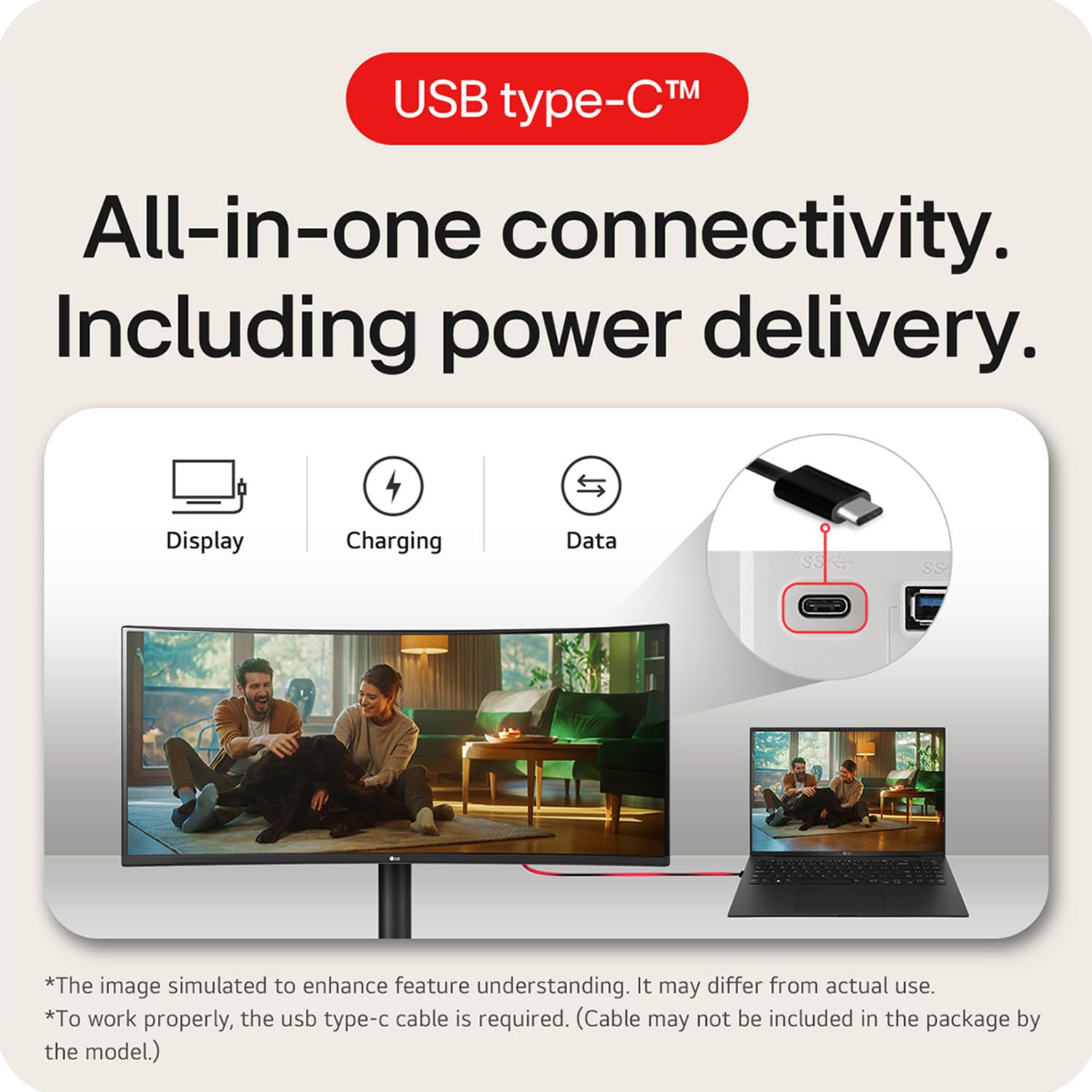 LG 34WR55QK 86.42 cm (34 Inch) 21:9 UltraWide WQHD (3440x1440) Curved Monitor(1800R), sRGB 99%(Typ.), HDR10, Anti-Glare, HDMI X 2, DP, USB-C (PD 65W), HP Out, PBP, Tilt/Height Adjustable Stand (Black)