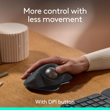 Logitech MX Ergo S Advanced Wireless Trackball Mouse with Free Adobe Subscription, USB-C Rechargeable Wireless Ergonomic Mouse with Bluetooth and Encrypted Dongle, 6 Programmable Buttons, for PC/Mac