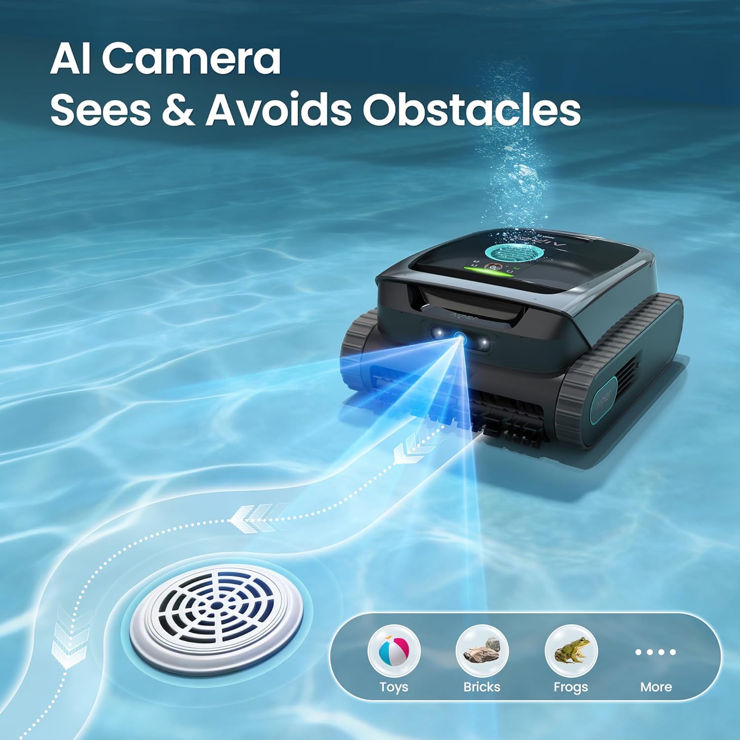 AIPER Scuba V3 AI Vision Cordless Robotic Pool Cleaner, 10x Faster Pool Cleaning with AI Patrol, 24/7 Auto Cleaning, Smart Waterline Parking & Multi-Layer Filtration, Gray