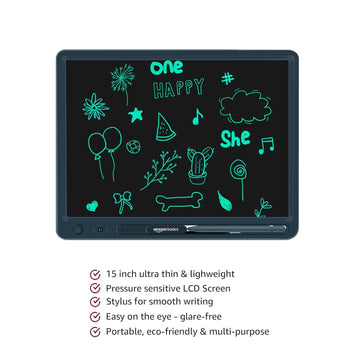 amazon basics Magic Wireless Slate 15-inch LCD Writing Tablet with Stylus Pen, for Drawing, Playing, Noting by Kids & Adults, Black