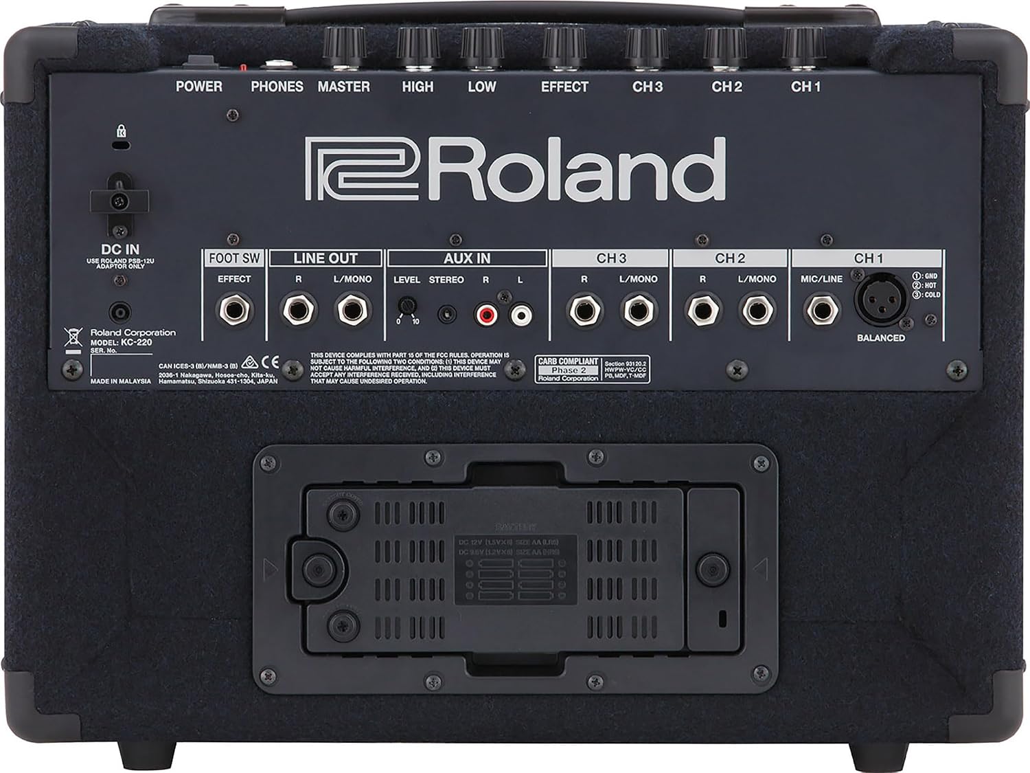 Roland KC-220 Battery-Powered Stereo Keyboard Amplifier Bundle with Instrument Cable and Austin Bazaar Polishing Cloth