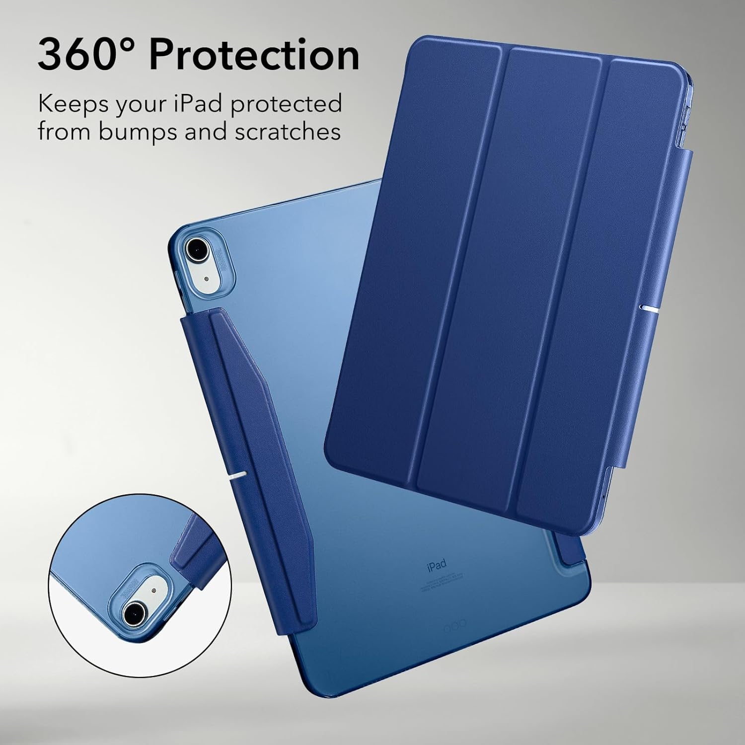 ESR for iPad Air 11 inch Case M3/M2 (2025/2024), iPad Air 7th/6th/5th/4th Generation Cover Case 2022/2020, Smart Trifold Stand with Clasp, Support Pencil Pro/USB-C Charging, Ascend Series, Navy Blue