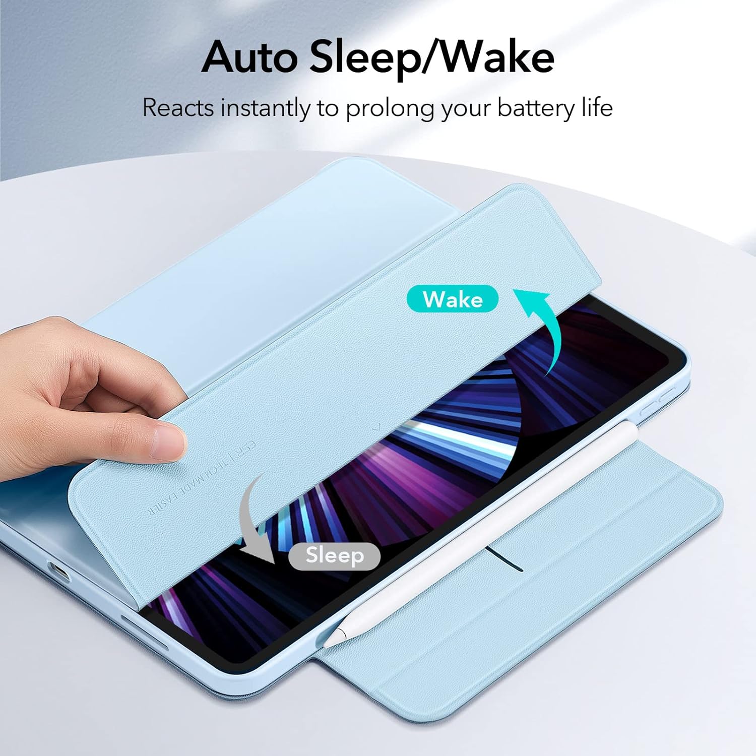 ESR for iPad Pro 11 inch Case, iPad Pro Cover with Pencil Holder, Detachable Magnetic Cover, Vertical Stand, Rebound 360 Series, Hybrid Case, Sky Blue