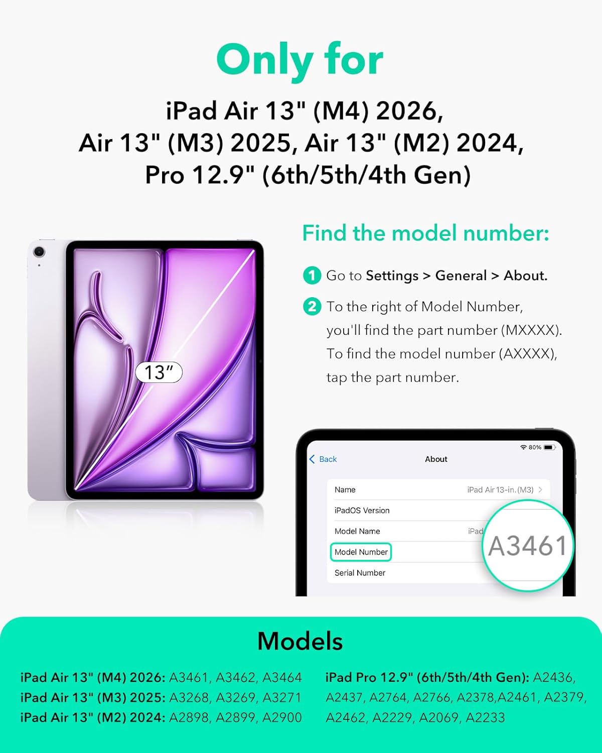 ESR for iPad Air 13 Inch Case M4/M3/M2 (2026/2025/2024), iPad Pro 12.9 Cover, Powerful Magnetic Attachment, Slim Trifold Stand Case, Supports Pencil Pro & Pencil (USB-C), Rebound Series, Pink