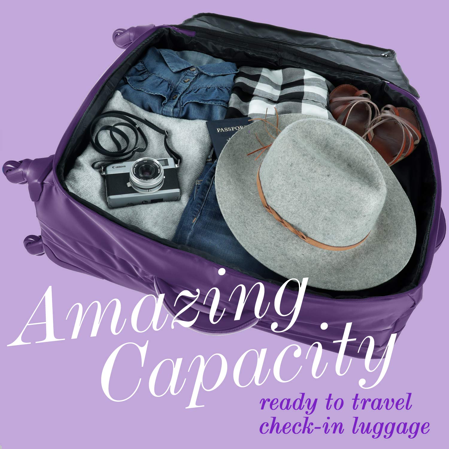 Lipault - Original Plume Spinner 72/26 Luggage - Large Suitcase Rolling Bag for Women - Light Plum