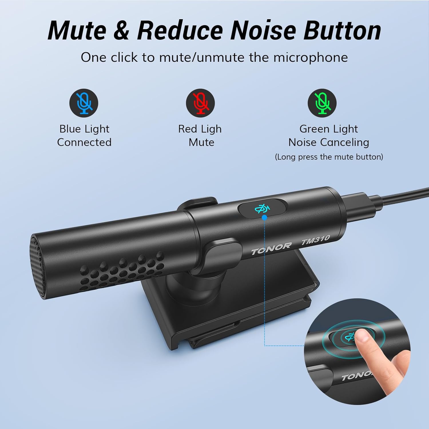 TONOR TM310 USB Conference Microphone for Laptop, Adjustable Computer PC Mic with Mute Button & LED Indicator for Video Call Meeting, Mic for Desktop Zoom Skype YouTube, Plug-Play for MacOS Windows