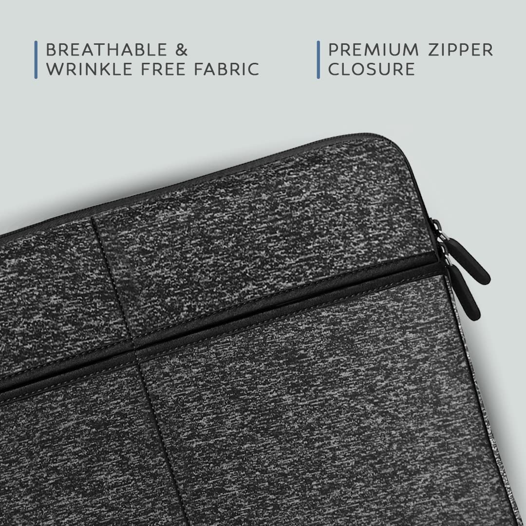 AirCase Premium Laptop Bag with 6 Pockets fits Upto 14.1" Laptop/MacBook, Wrinkle Free, Padded, Water Resistant Light Neoprene case Cover Sleeve Pouch, for Men & Women, Ash