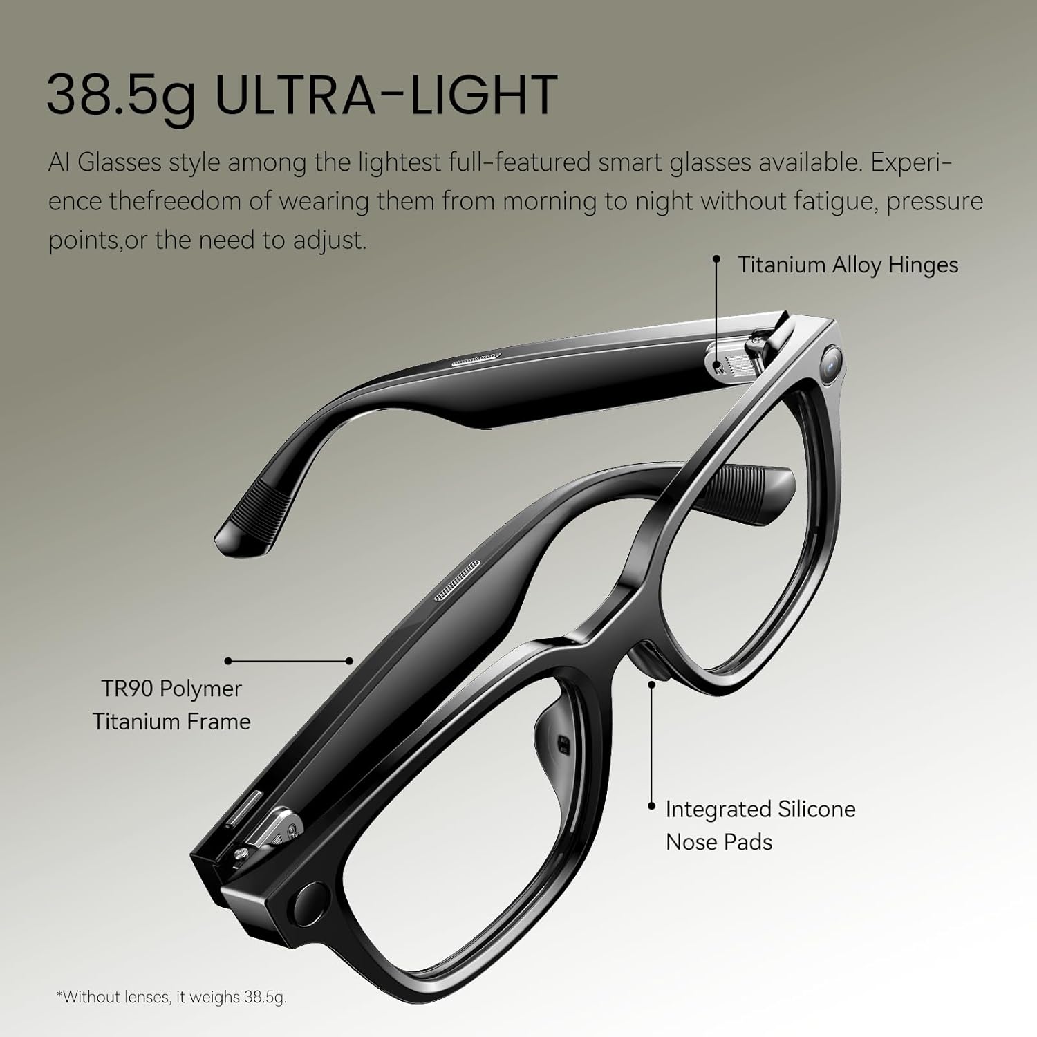 Rokid 2026 AI Glasses Style smart Glasses with ChatGPT & Gemini, Real-time Translation,12MP Camera, Open-Ear Audio, Voice-Controlled Assistant, Hands-Free Calls, Productivity for Travel(no Display)