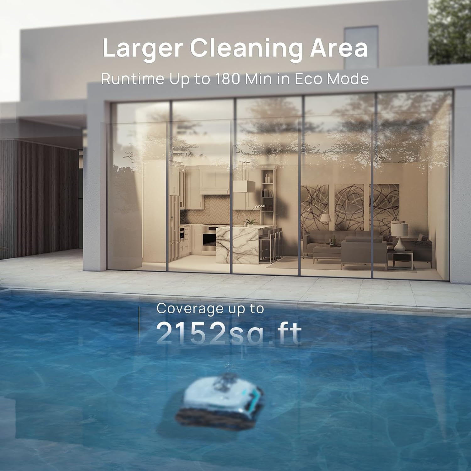 WYBOT C2 Vision Pool Robot Vacuum, Debris Detection with AI Camera, 8-in-1 Master Cleaning, Ultra-fine Filtration, Powerful Suction, for Above&Inground Pool up to 2152 Sq.ft, White Green