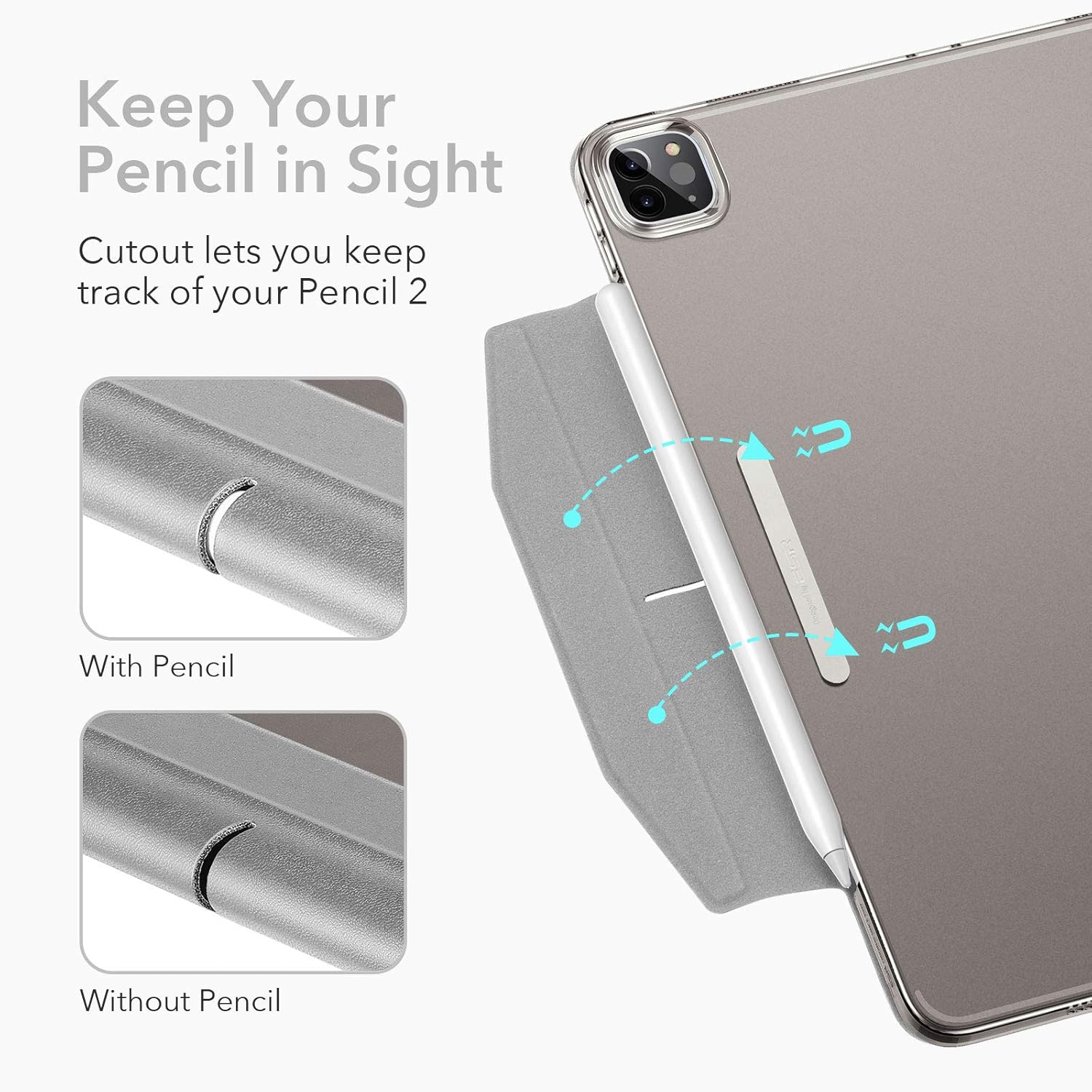 ESR Translucent Stand Case for iPad Pro 11 inch (2022/2021, 4th/3rd Gen), Cover with Clasp, Auto Sleep/Wake, Wireless Pencil 2 Charging, Ascend Trifold, Frosted Grey