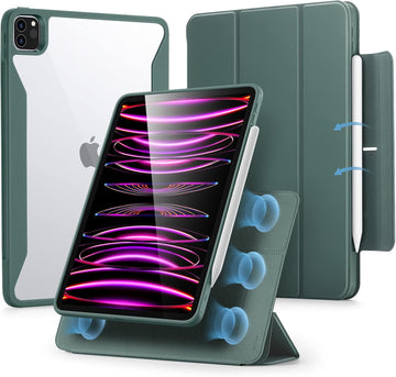 ESR iPad Pro 12.9 Case (2022/2021), iPad Pro 12.9 inch Hybrid Case with Pen Holder, 12.9 inch, Detachable Magnetic Cover, Rebound 360 Series, Forest Green