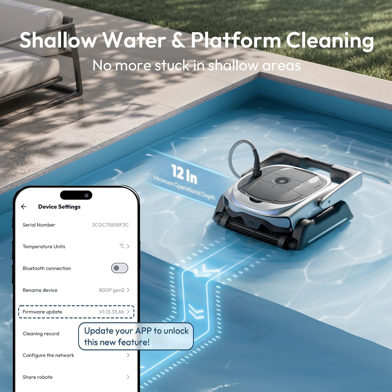 (2026 New) BUBLUE 800P Gen2 Robotic Pool Cleaner,Pool Vacuum for Inground Pools,Cleans Floor/Wall/Waterline/Shallow Area,Smart Navigation,App Control& Scheduling,for Pools up to 1,076 Sq.Ft Space Gray