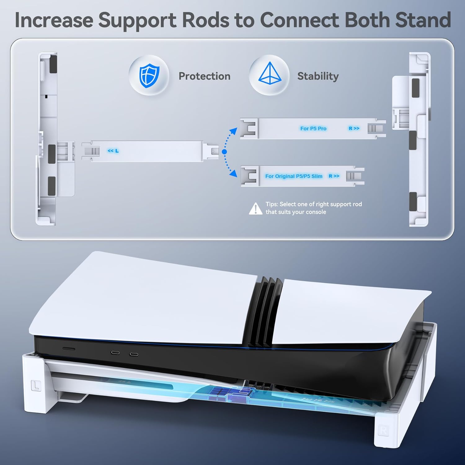 Oivo Chamunda PS5 Horizontal Stand - Accessories Base Compatible With PlayStation 5 Console Disc & Digital Editions, Upgraded Desk Stand With Screw Fixing (White)