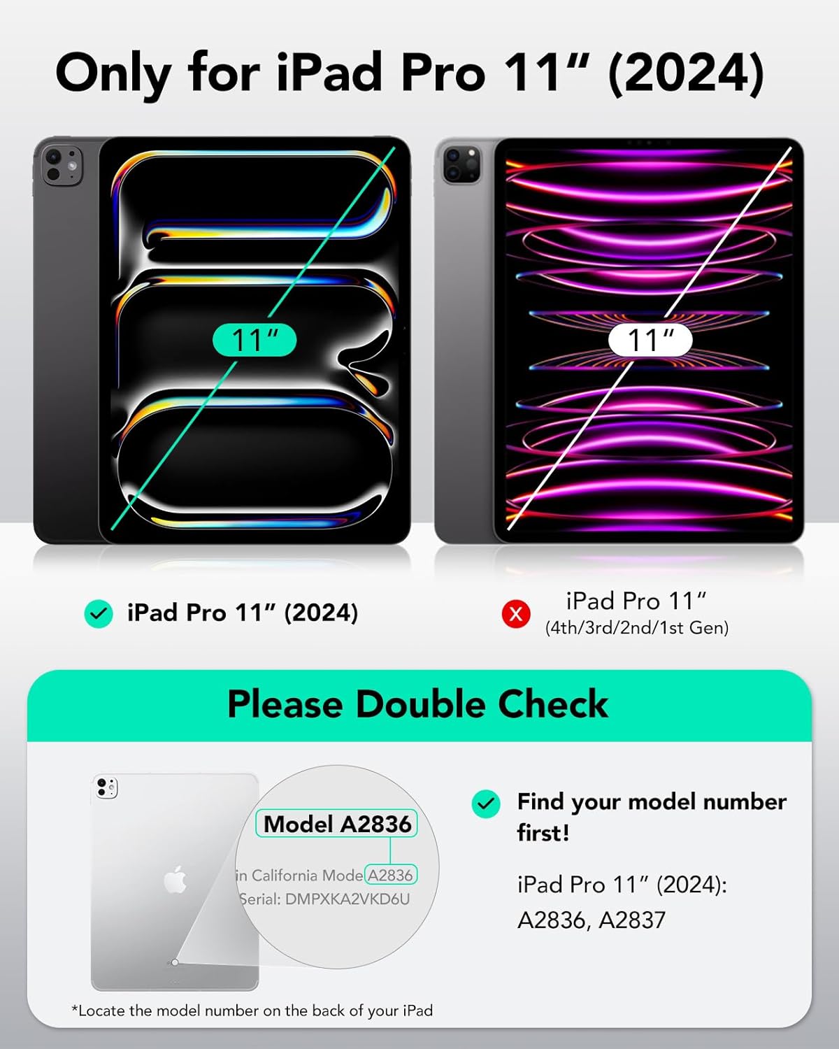 ESR for iPad Pro 11 inch Case M4 Cover (2024, 5th Gen), Powerful Magnetic, Slim Trifold Stand Case, Supports Pencil Pro and Pencil (USB-C), Auto Wake/Sleep, Durable Protection, Rebound Series, Green