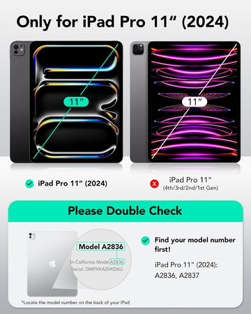 ESR for iPad Pro 11 inch Case M4 Cover (2024, 5th Gen), Powerful Magnetic, Slim Trifold Stand Case, Supports Pencil Pro and Pencil (USB-C), Auto Wake/Sleep, Durable Protection, Rebound Series, Green