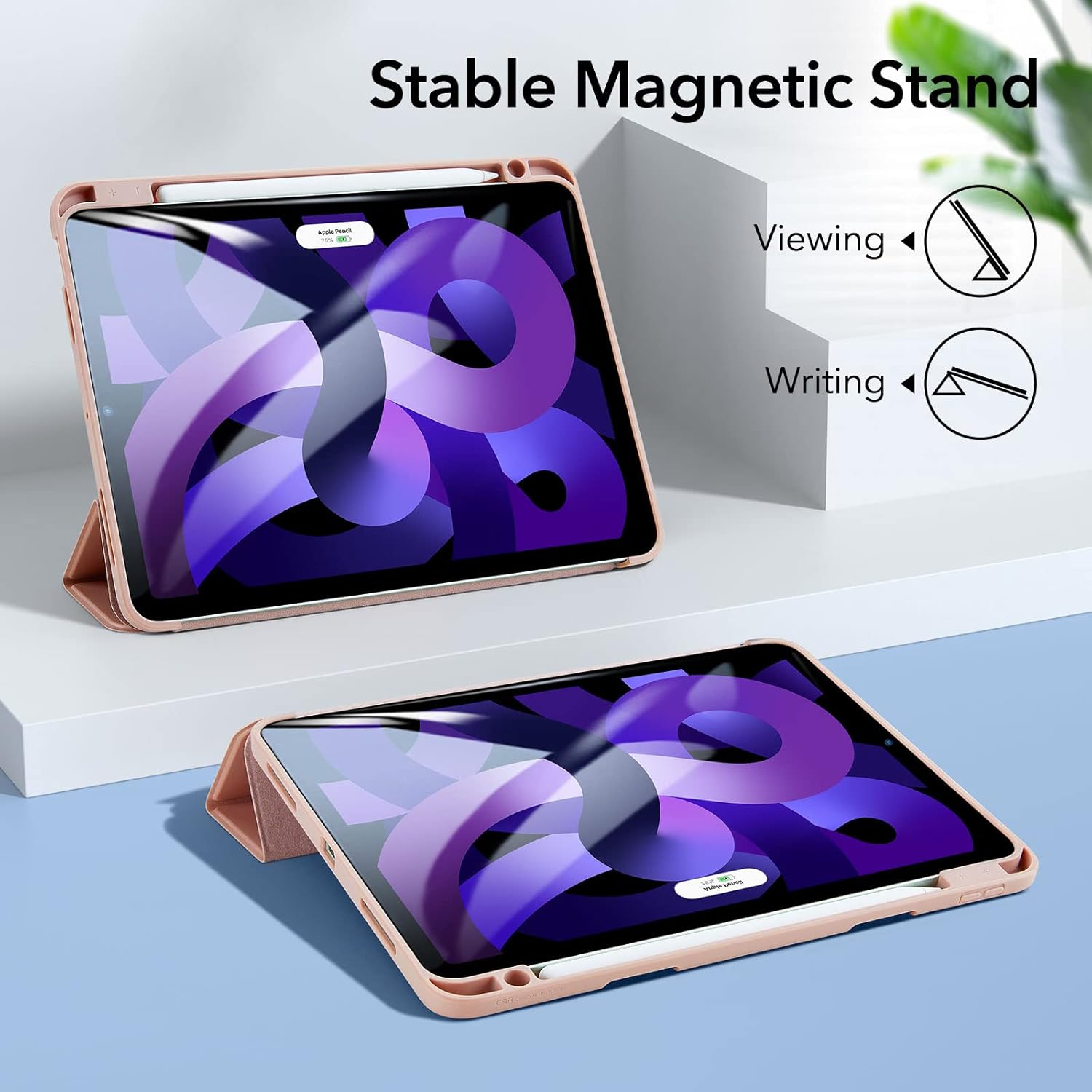 ESR for iPad Air 5th Generation Cover (2022), iPad Air 4th Generation Cover (2020), iPad Air 5/4 Case, with Pencil Holder, Soft Flexible Case, Rebound Series Case, Rose Gold