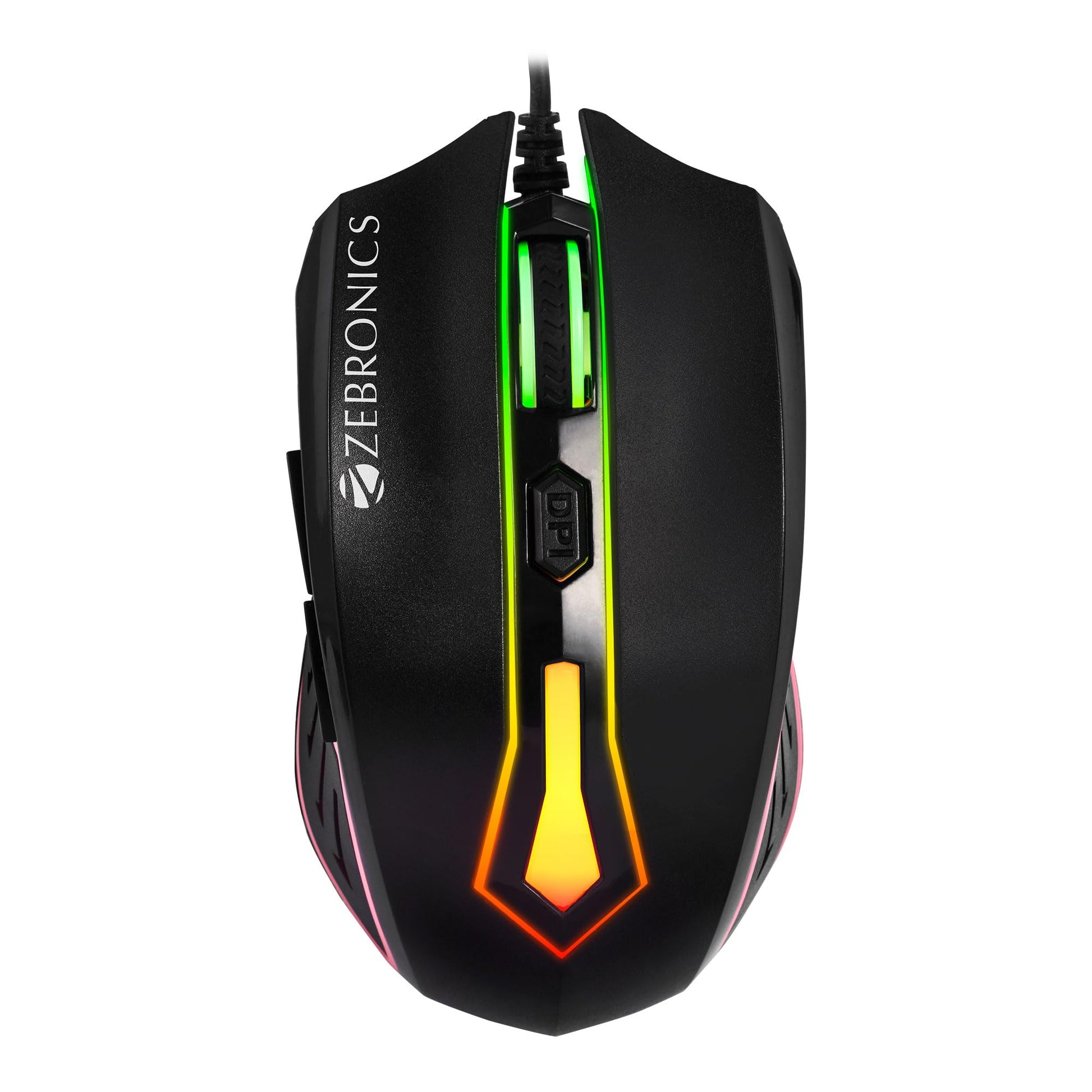 Zebronics-Transformer-M with a High-Performance Gold-Plated USB Mouse: 6 Buttons, Multi-Color LED Lights,High-Resolution Sensor with max 3600 DPI, and DPI Switch(White)