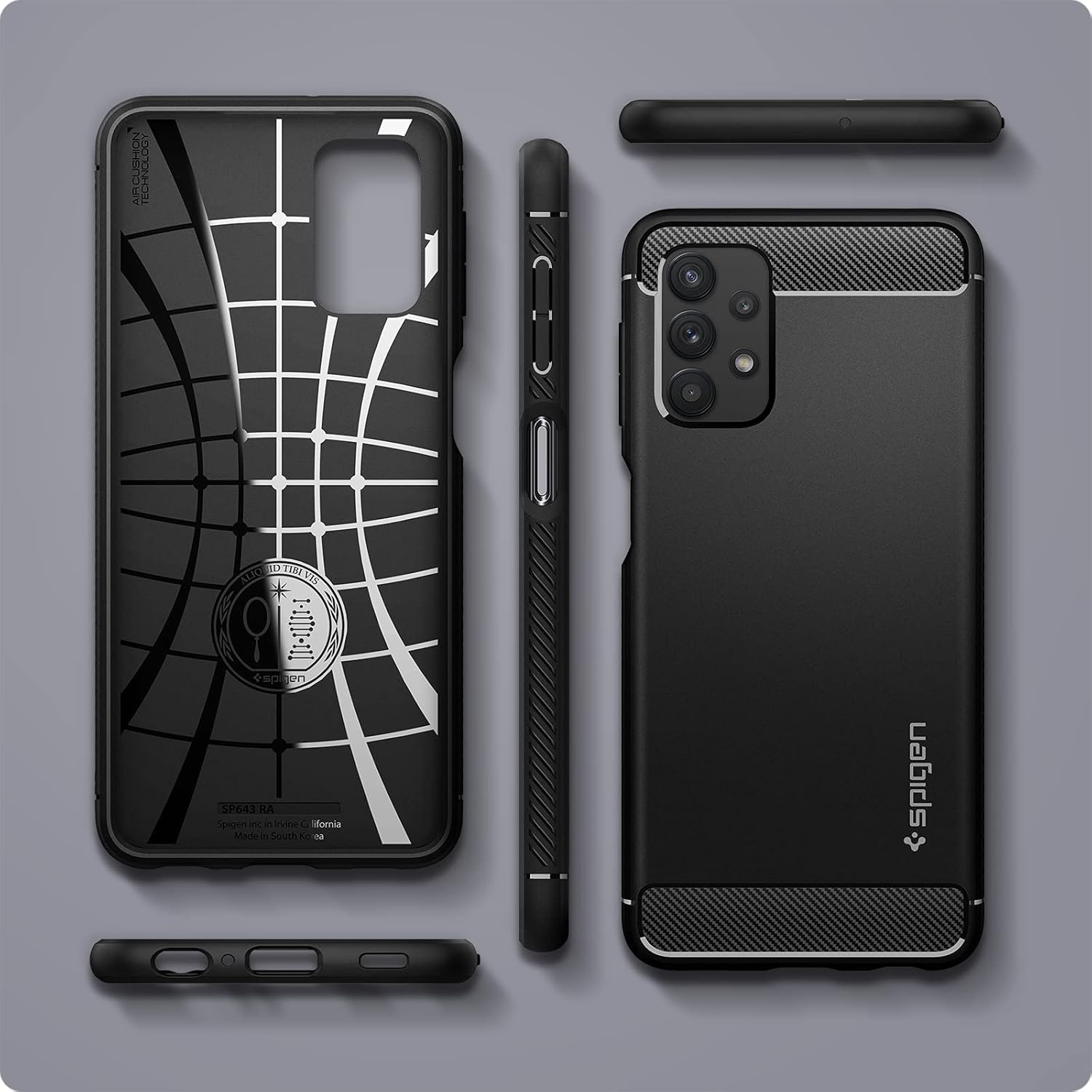 Spigen Rugged Armor for Samsung Galaxy M32 5G Case, Galaxy A32 5G Back Cover - TPU｜Matte Black