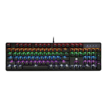 HP GK320 Wired Full Size RGB Backlight Mechanical Gaming Keyboard, 4 LED Indicators, Mechanical Switches, Double Injection Key Caps, and Windows Lock Key