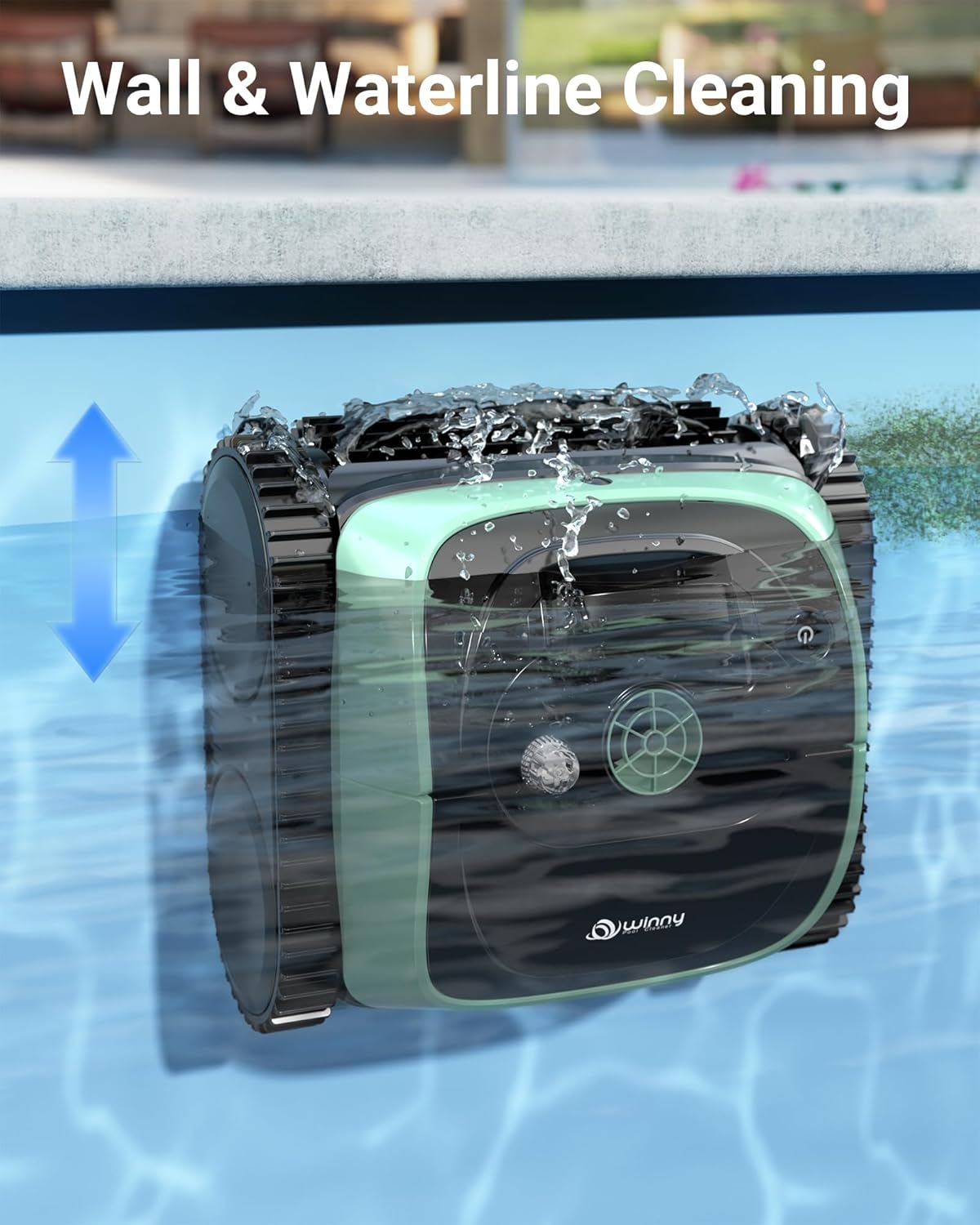 Pool Vacuum for Inground Pools, 4-in-1 Cordless Robotic Pool Cleaner for Above Ground Pools,Triple-Motors,Wall & Waterline Cleaning, App Support, OTA Upgrade up to 1,614 Sq.ft (Black Green)